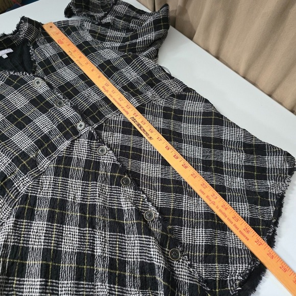 Habitat Womens Button Front Top Size Medium Plaid Long Sleeve Gauzy Lagenlook - Picture 12 of 13